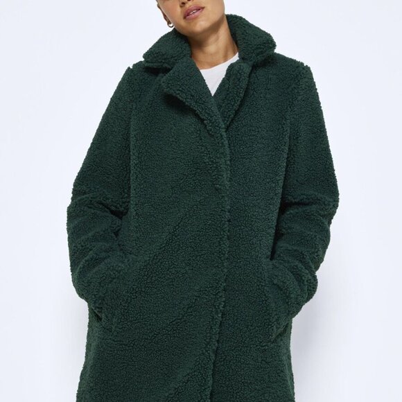 Noisy May Teddy Sherpa Fluffy Coat Emerald Green Soia Kyo - Picture 1 of 9